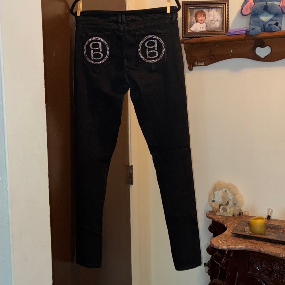 bebe Black Jeans with Embroidered Logo